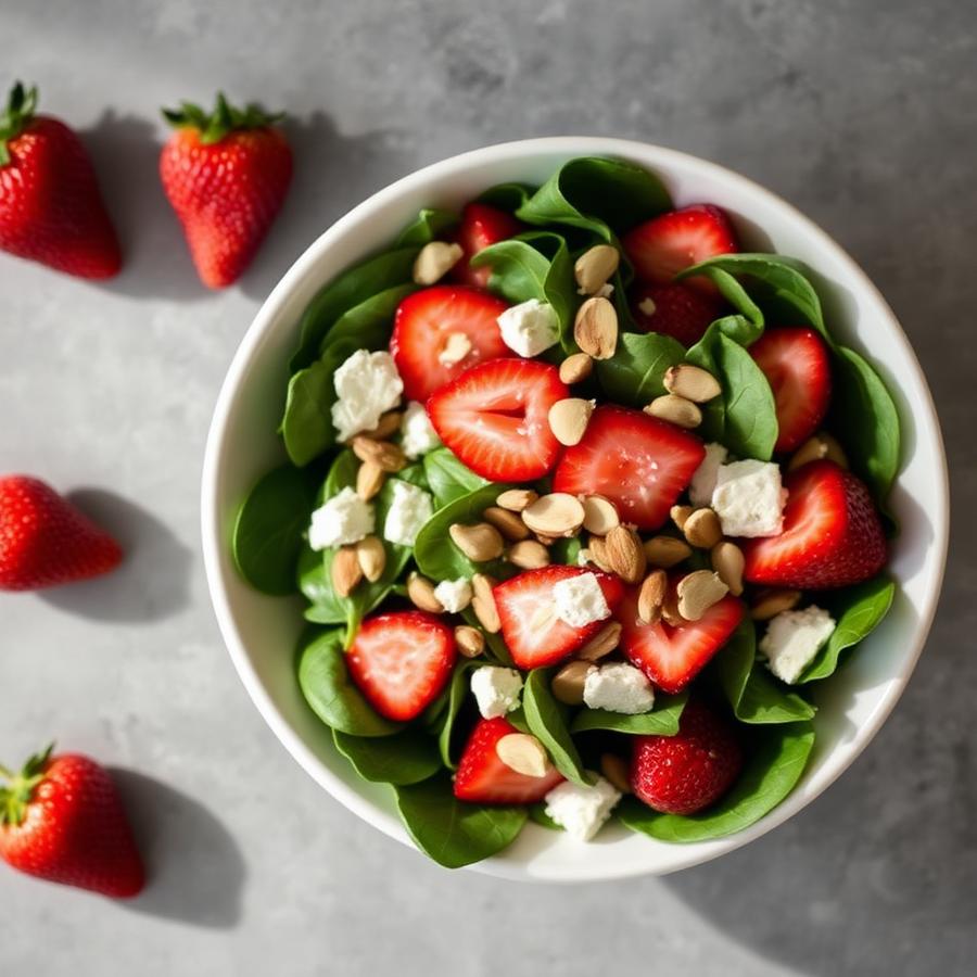Strawberry, Spinach & Feta Salad with Honey Vinaigrette